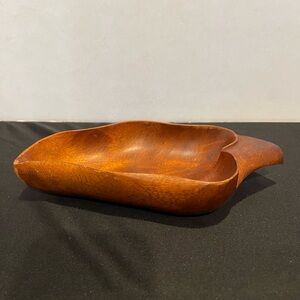 Vintage Brown Wooden Leaf Dish 1 1/2”